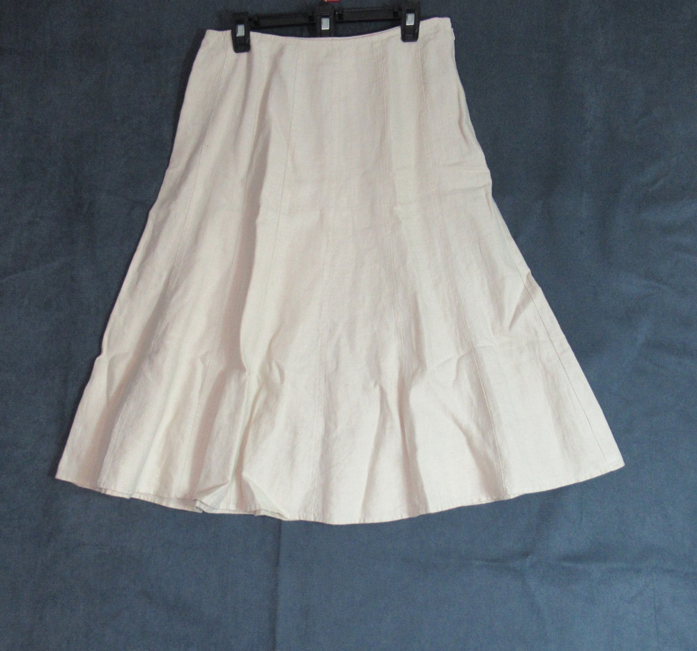 Charter Club Skirt Womens Size 10 Beige Pleated Linen Maxi Minimalist Neutrals